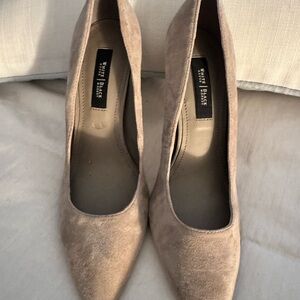 White House Black Market Beige Suede Heels